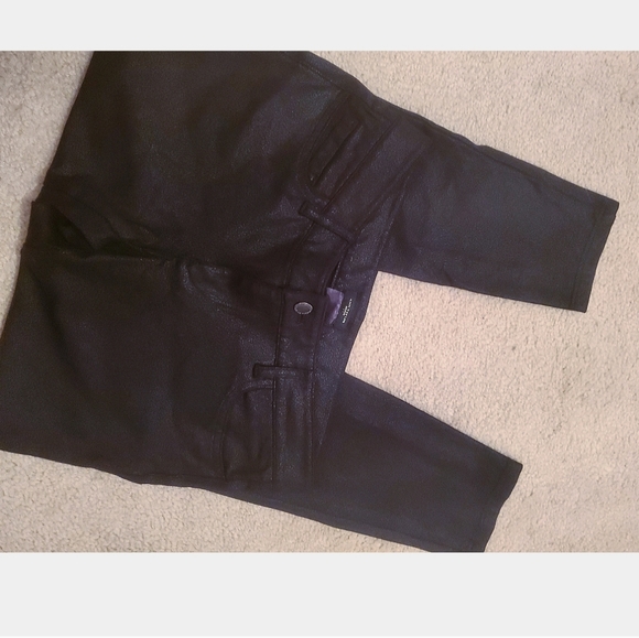 Ann Taylor Skinny Wax Coated Ankle Slim Cut Fitted Black Petite Jeans Jeggings - Picture 7 of 10
